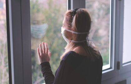 horizontal background woman in isolation at home for virus outbreak or hypochondria